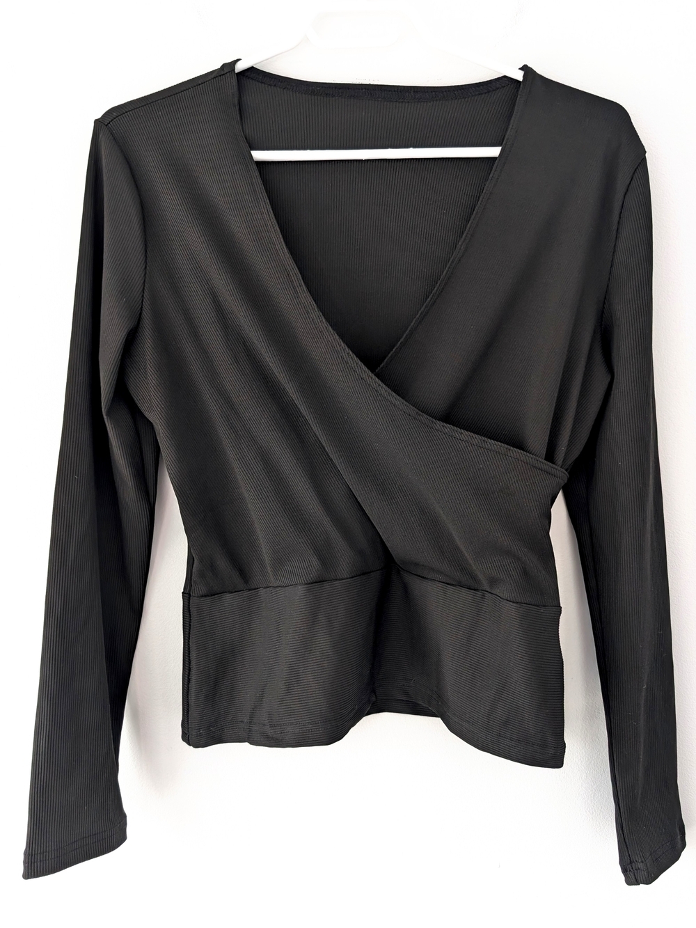 Y2K Soft Girl Balletcore Ribbed Wrap Top | Cinched Waist